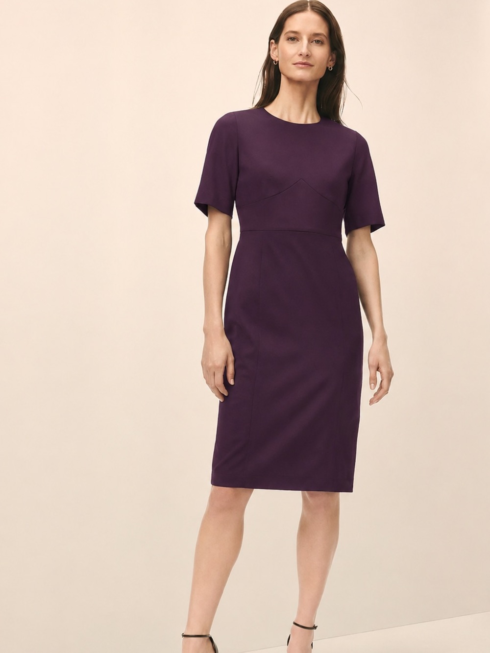 Brooks Brothers Designer The Essentials Sheath Wool Dress In Plum Size 4